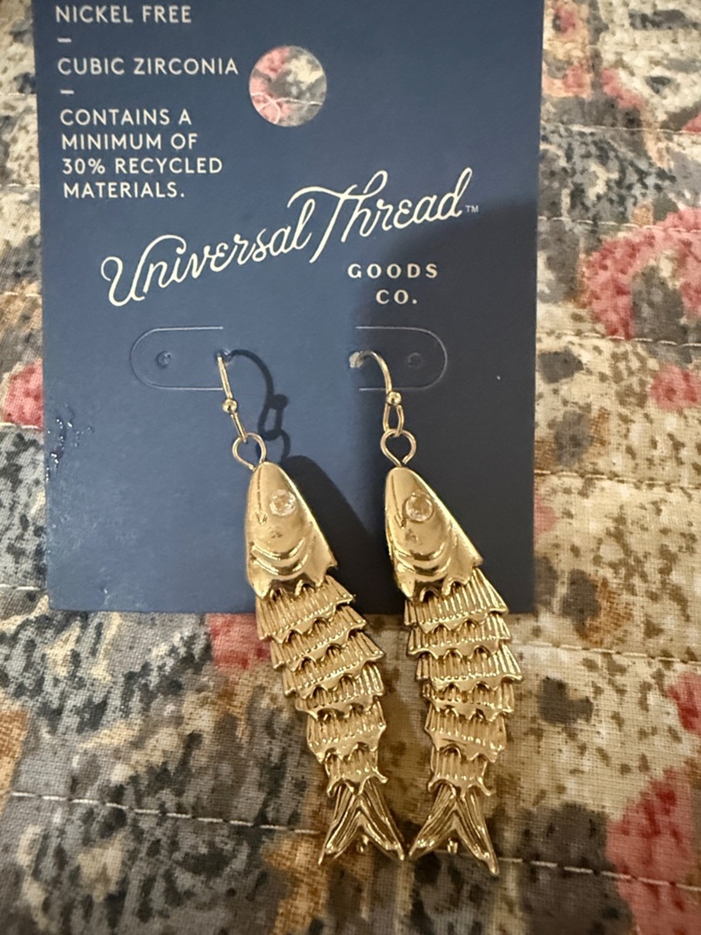 Universal Thread Gold Fish Skeleton Dangle Earrings